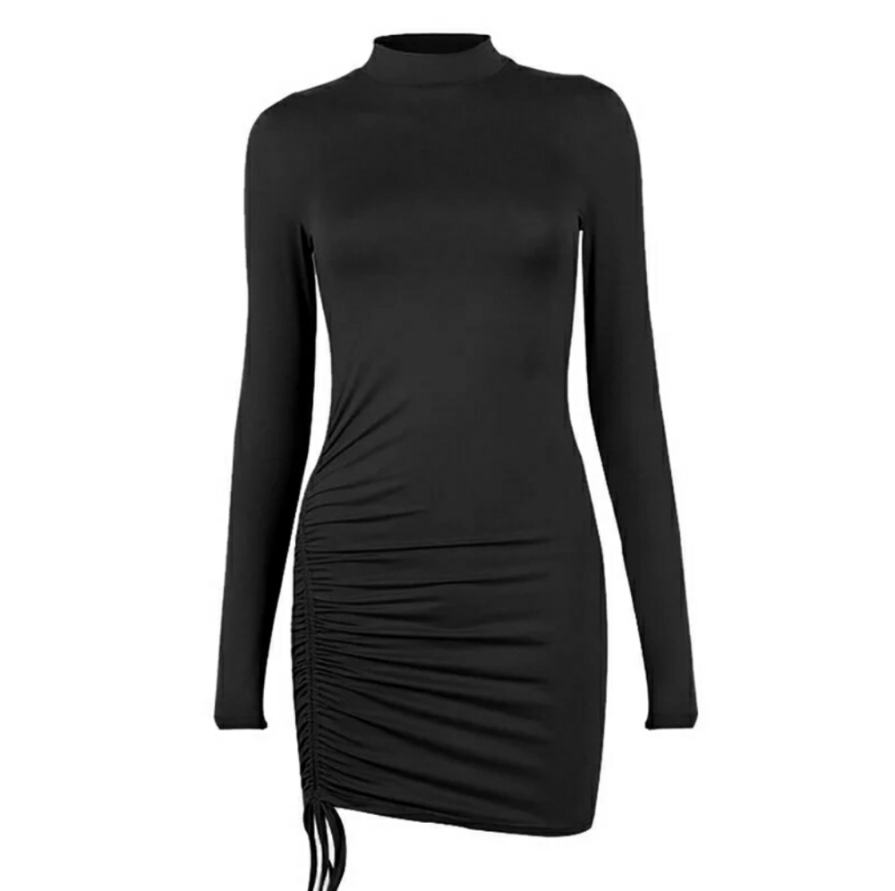 😍Host Pick😍Sexy Black Ruched Mini Dress - Picture 3 of 5
